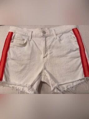 MOTHER Ivory High-Rise Denim Shorts-28